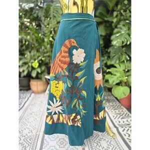 Vtg 1970s Girasol by Gonzalo Bauer Hand‑Embroidered Wrap Skirt Mexico Folk S/M